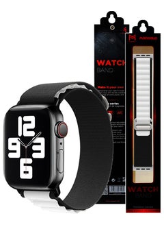 MARGOUN Apple Watch Band Alpine Loop Band 38Mm 40Mm 41Mm Women Men Adjustable With Metal G-Hook Strap For iWatch Series 7/SE/6/5/4/3/2/1 Black White  - Image 4