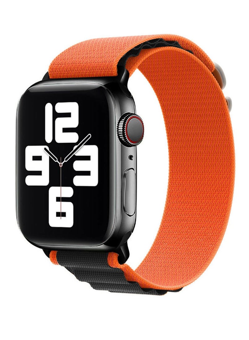 MARGOUN - Apple Watch Band Alpine Loop Band 38Mm 40Mm 41Mm Women Men Adjustable With Metal G-Hook Strap For iWatch Series 7/SE/6/5/4/3/2/1 Orange Black - Image 1