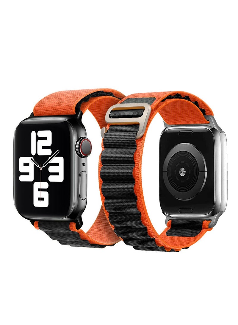 MARGOUN - Apple Watch Band Alpine Loop Band 38Mm 40Mm 41Mm Women Men Adjustable With Metal G-Hook Strap For iWatch Series 7/SE/6/5/4/3/2/1 Orange Black - Image 1