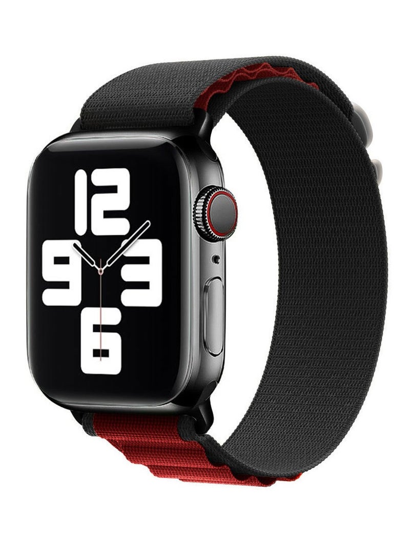 MARGOUN - Apple Watch Band Alpine Loop Band 38Mm 40Mm 41Mm Women Men Adjustable With Metal G-Hook Strap For iWatch Series 7/SE/6/5/4/3/2/1 Black Red - Image 1