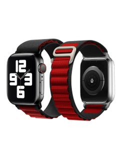 MARGOUN Apple Watch Band Alpine Loop Band 38Mm 40Mm 41Mm Women Men Adjustable With Metal G-Hook Strap For iWatch Series 7/SE/6/5/4/3/2/1 Black Red  - Image 2