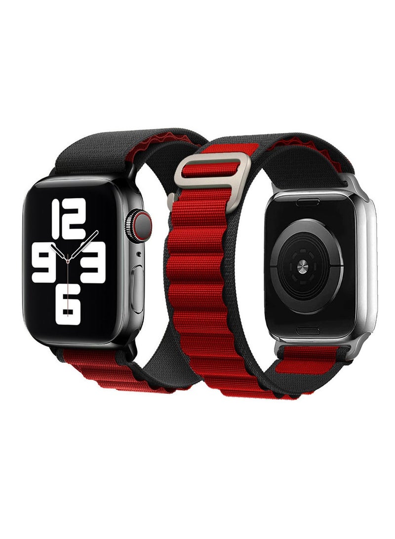 MARGOUN - Apple Watch Band Alpine Loop Band 38Mm 40Mm 41Mm Women Men Adjustable With Metal G-Hook Strap For iWatch Series 7/SE/6/5/4/3/2/1 Black Red - Image 1