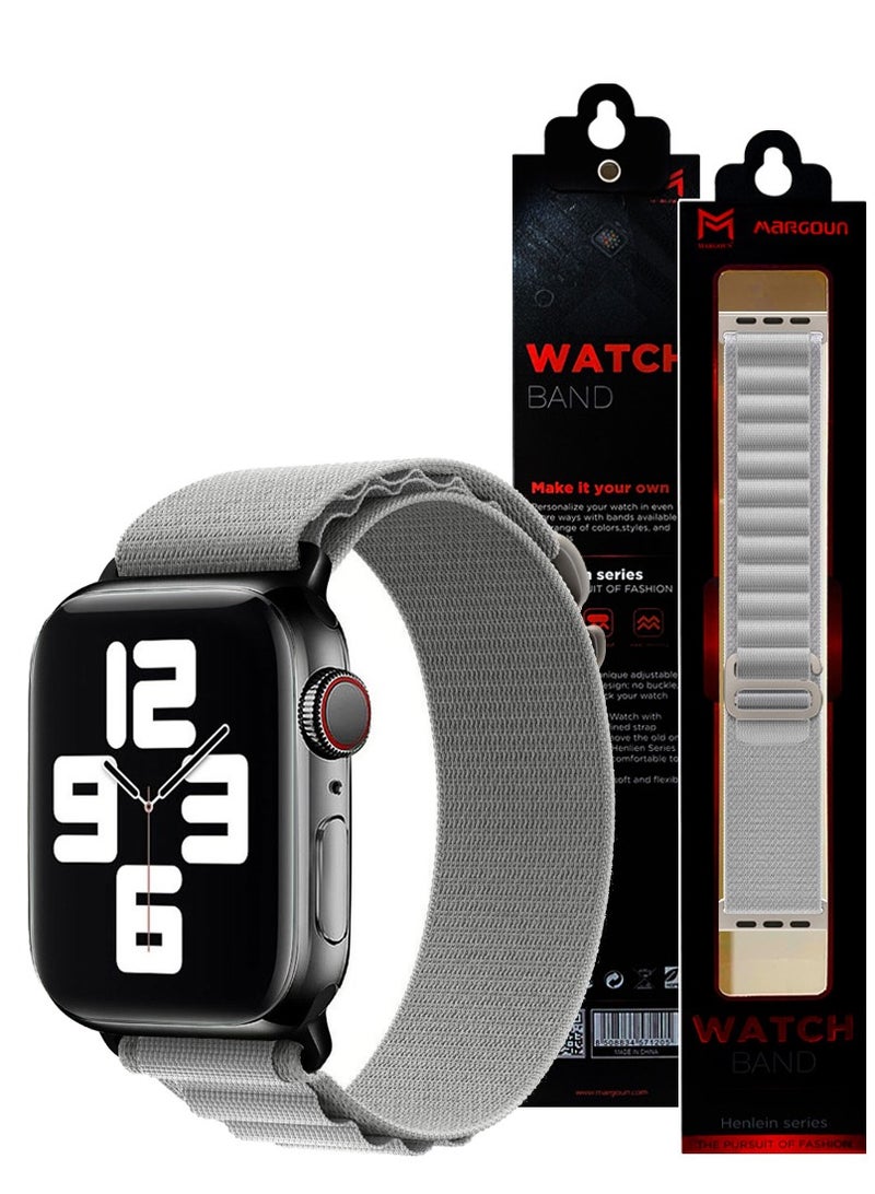 MARGOUN - Apple Watch Band Alpine Loop Band 38Mm 40Mm 41Mm Women Men Adjustable With Metal G-Hook Strap For iWatch Series 7/SE/6/5/4/3/2/1 Grey - Image 1