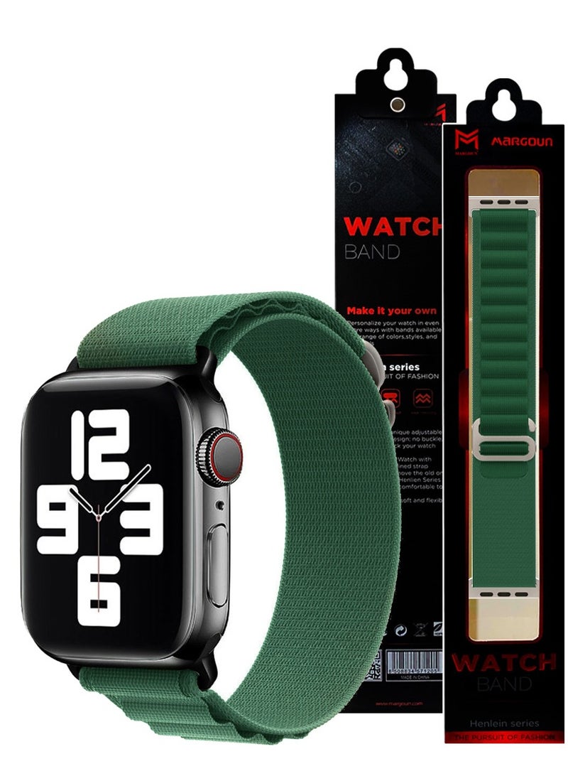 MARGOUN Apple Watch Band Alpine Loop Band 38Mm 40Mm 41Mm Women Men Adjustable With Metal G-Hook Strap For iWatch Series 7/SE/6/5/4/3/2/1 Green  - Image 4