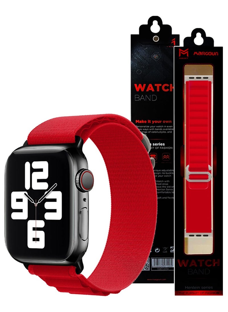 MARGOUN - Apple Watch Band Alpine Loop Band 38Mm 40Mm 41Mm Women Men Adjustable With Metal G-Hook Strap For iWatch Series 7/SE/6/5/4/3/2/1 Red - Image 1