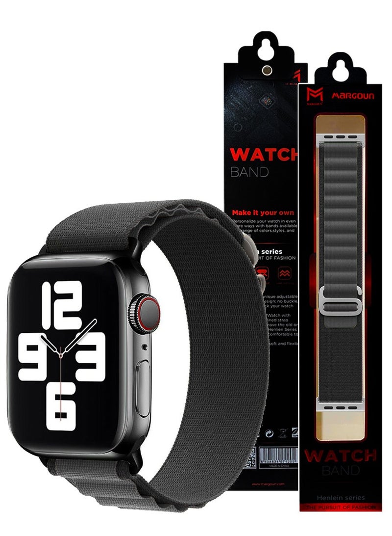 MARGOUN - Apple Watch Band Alpine Loop Band 38Mm 40Mm 41Mm Women Men Adjustable With Metal G-Hook Strap For iWatch Series 7/SE/6/5/4/3/2/1 Black Grey - Image 1