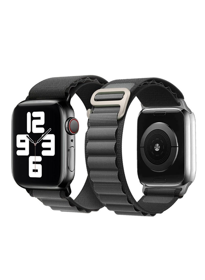 MARGOUN - Apple Watch Band Alpine Loop Band 38Mm 40Mm 41Mm Women Men Adjustable With Metal G-Hook Strap For iWatch Series 7/SE/6/5/4/3/2/1 Black Grey - Image 1