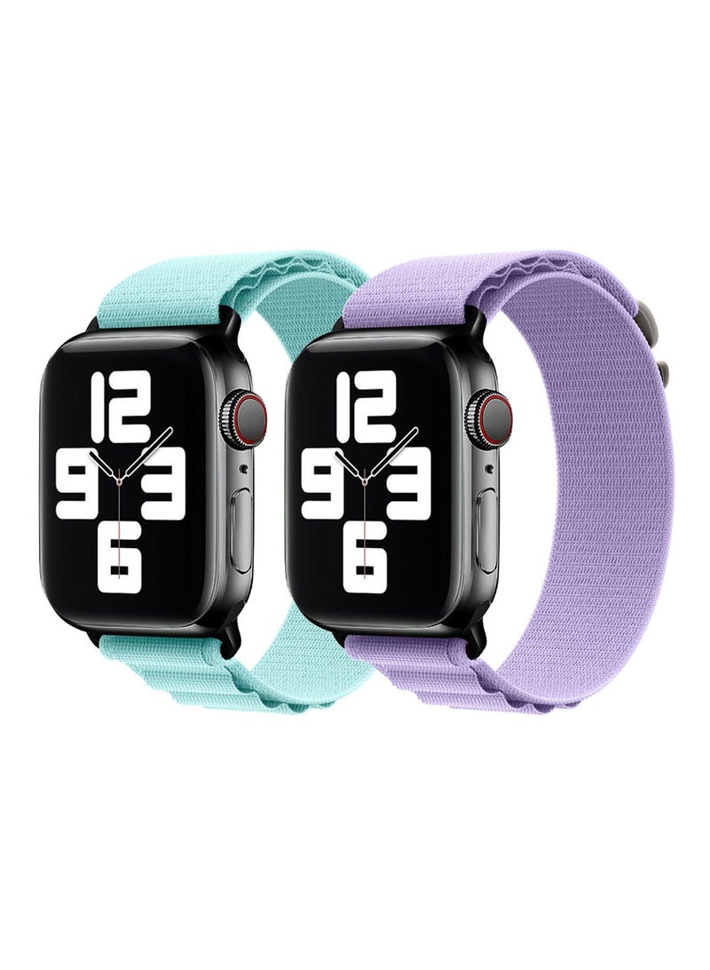 MARGOUN - 2 Pack Of Apple Watch Alpine Loop Band 38Mm 40Mm 41Mm Women Men Adjustable With Metal G-Hook Strap For iWatch Series 7/SE/6/5/4/3/2/1 Light Blue/Purple - Image 1