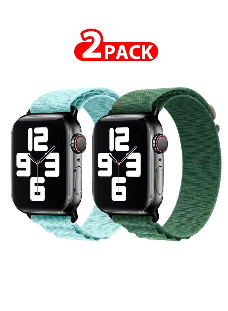 MARGOUN 2 Pack Of Apple Watch Alpine Loop Band 38Mm 40Mm 41Mm Women Men Adjustable With Metal G-Hook Strap For iWatch Series 7/SE/6/5/4/3/2/1 Light Blue/Green - Image 1