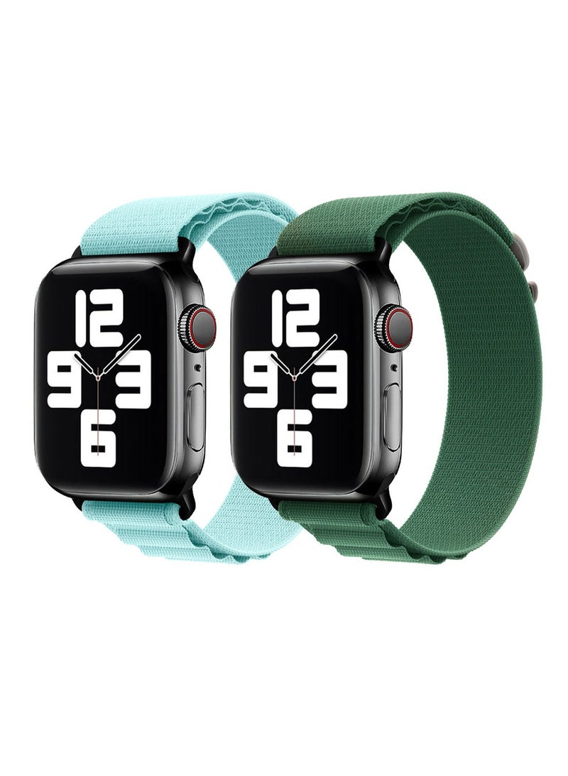 MARGOUN 2 Pack Of Apple Watch Alpine Loop Band 38Mm 40Mm 41Mm Women Men Adjustable With Metal G-Hook Strap For iWatch Series 7/SE/6/5/4/3/2/1 Light Blue/Green - Image 2