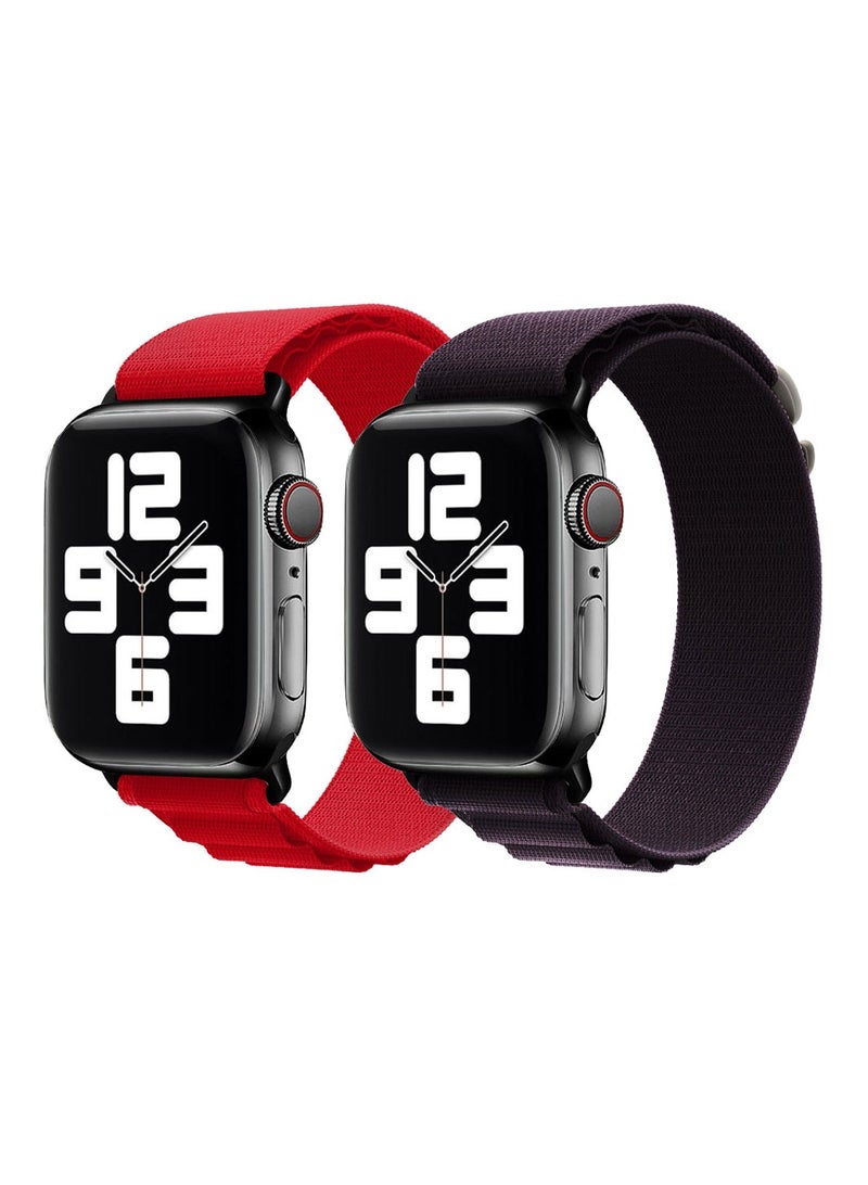 MARGOUN - 2 Pack Of Apple Watch Alpine Loop Band 38Mm 40Mm 41Mm Women Men Adjustable With Metal G-Hook Strap For iWatch Series 7/SE/6/5/4/3/2/1 Dark Purple/Red - Image 1