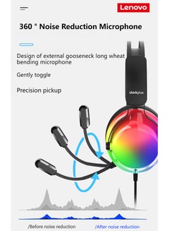 Lenovo G82 Wired Headset Gaming Headset Computer Notebook with Microphone E-Sports Luminous PUBG Noise Reduction Black  - Image 2