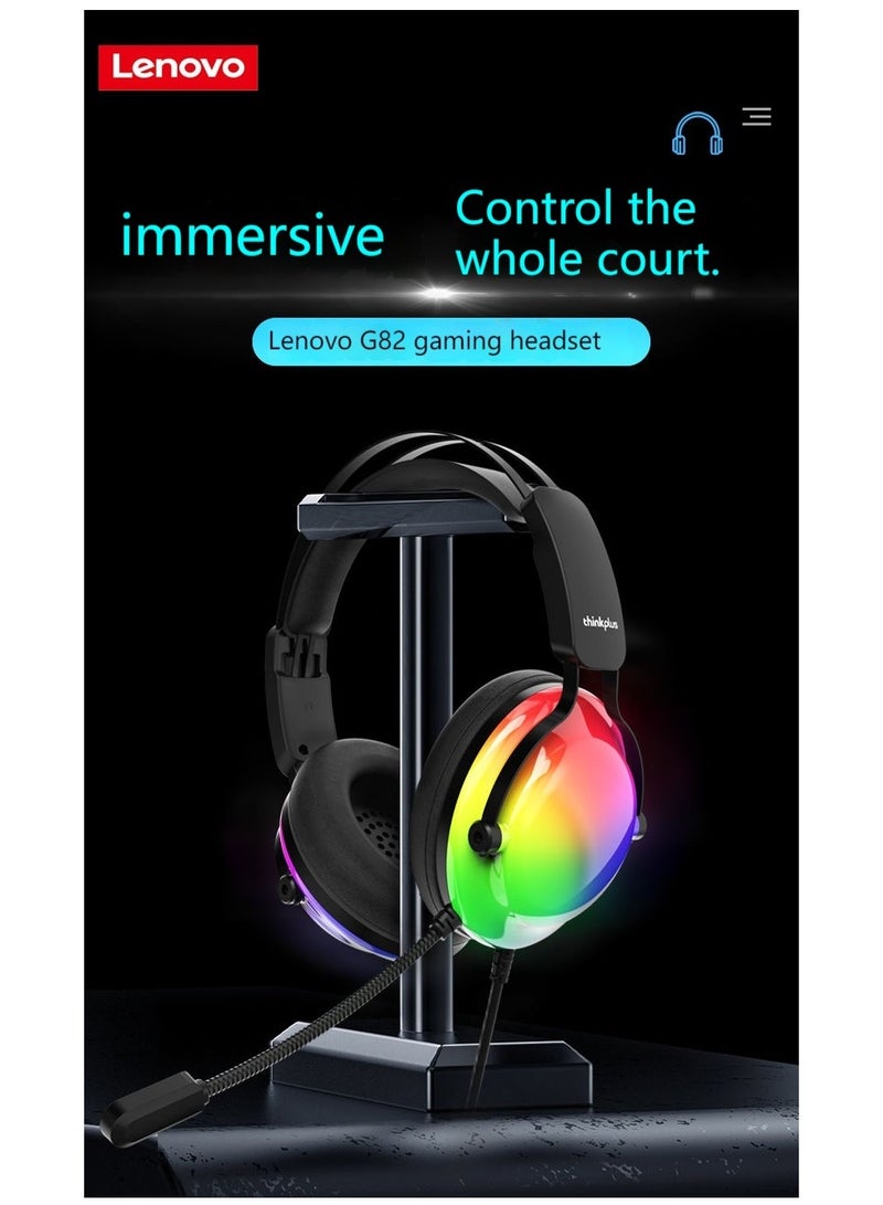 Lenovo - G82 Wired Headset Gaming Headset Computer Notebook with Microphone E-Sports Luminous PUBG Noise Reduction Black - Image 1