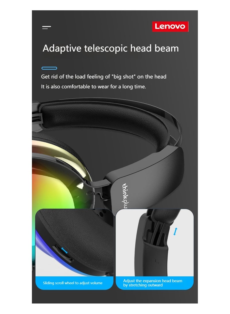 Lenovo - G82 Wired Headset Gaming Headset Computer Notebook with Microphone E-Sports Luminous PUBG Noise Reduction Black - Image 1