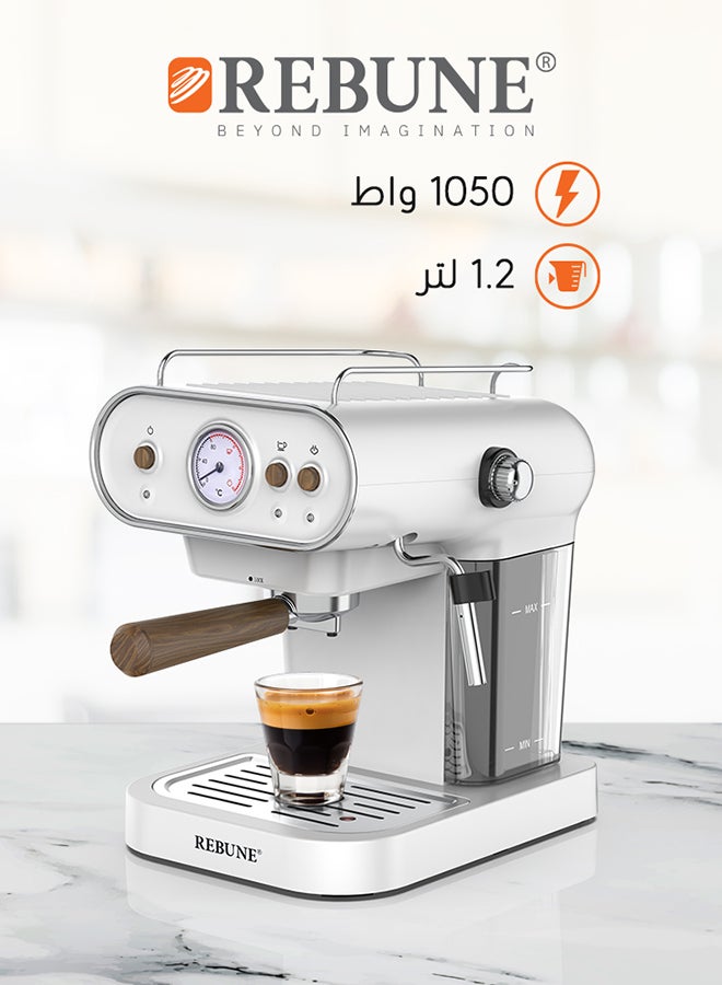 REBUNE Espresso Machine 1.2 L 1050 W RE-6-037 White  - Image 1