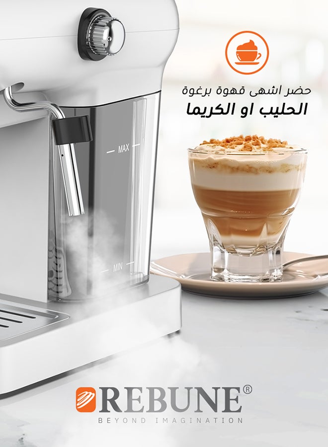 REBUNE Espresso Machine 1.2 L 1050 W RE-6-037 White  - Image 2