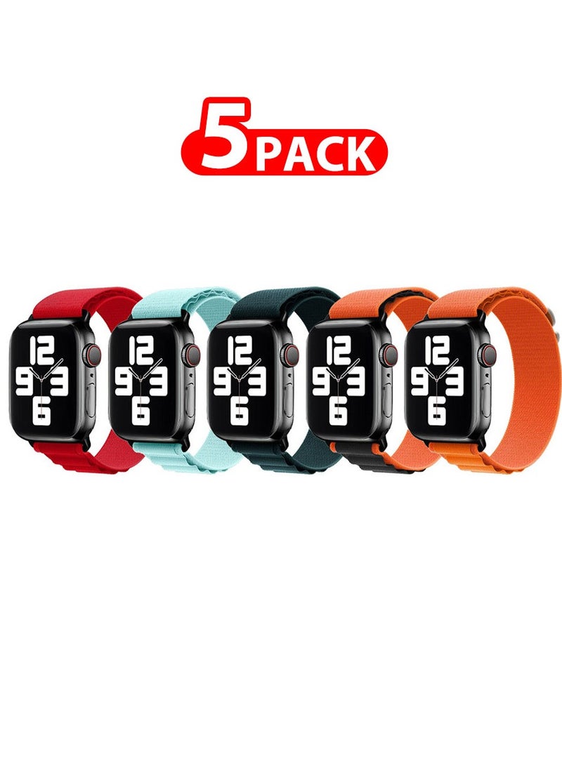 5 Pack Of Apple Watch Alpine Loop Band 38Mm 40Mm 41Mm Women Men Adjustable With Metal G-Hook Strap For iWatch Series 7/SE/6/5/4/3/2/1 Multicolour