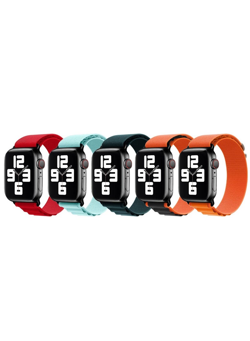 5 Pack Of Apple Watch Alpine Loop Band 38Mm 40Mm 41Mm Women Men Adjustable With Metal G-Hook Strap For iWatch Series 7/SE/6/5/4/3/2/1 Multicolour