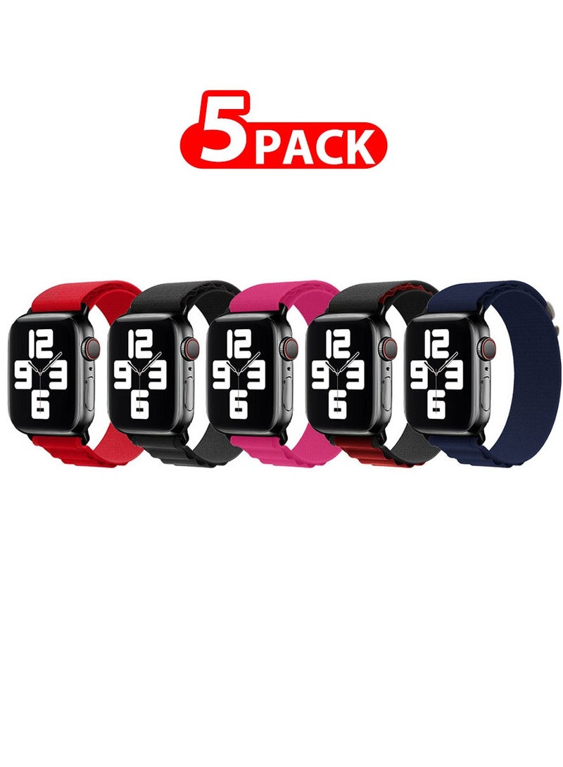 MARGOUN - 5 Pack Of Apple Watch Alpine Loop Band 38Mm 40Mm 41Mm Women Men Adjustable With Metal G-Hook Strap For iWatch Series 7/SE/6/5/4/3/2/1 Multicolour - Image 1