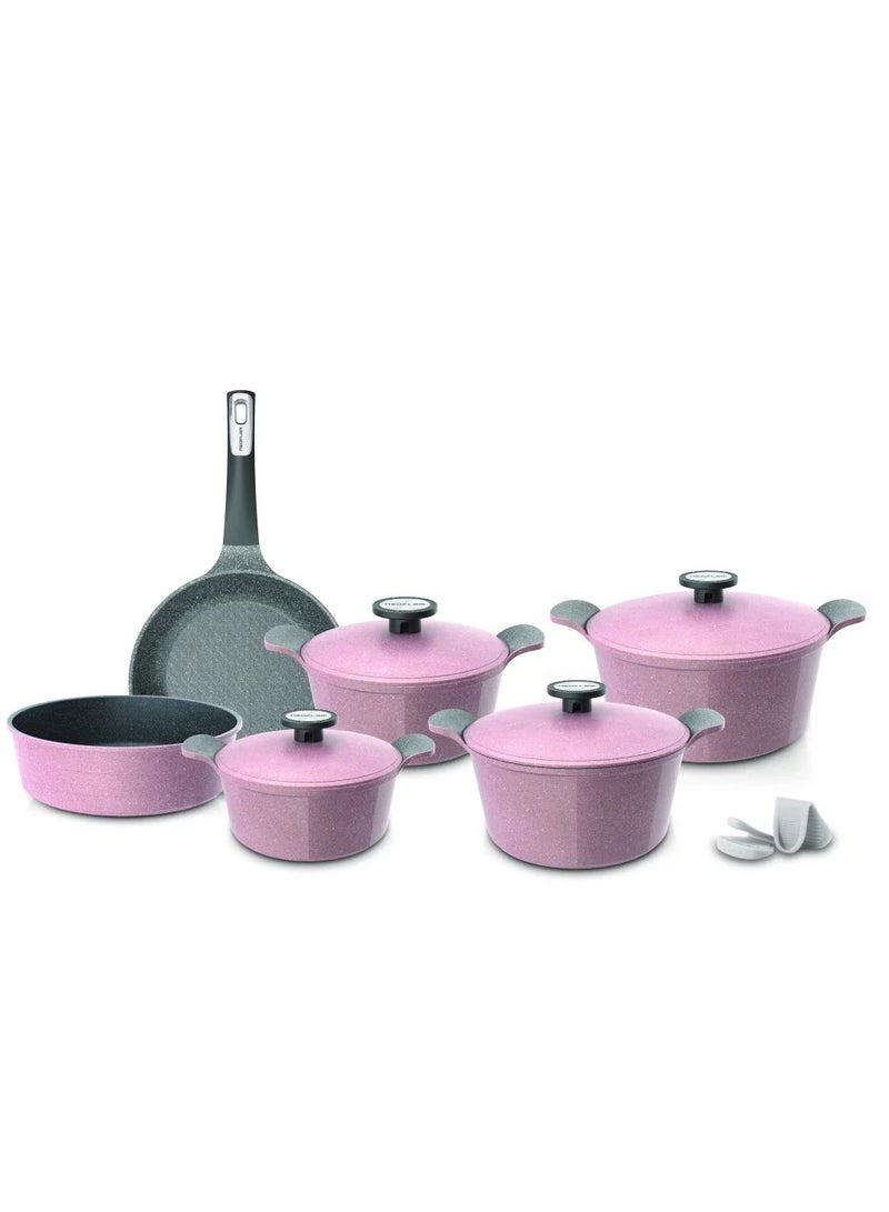 Neoflam Set of 10 Pieces Granite Extrema Korean Pots Pink
