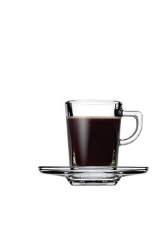 Pasabahce Pasabahce Carre Espresso and Turkish Coffee Cups with Saucer 6 Cups and 6 Saucers- (72ml)-Turkey Made clear 72ml  - Image 3