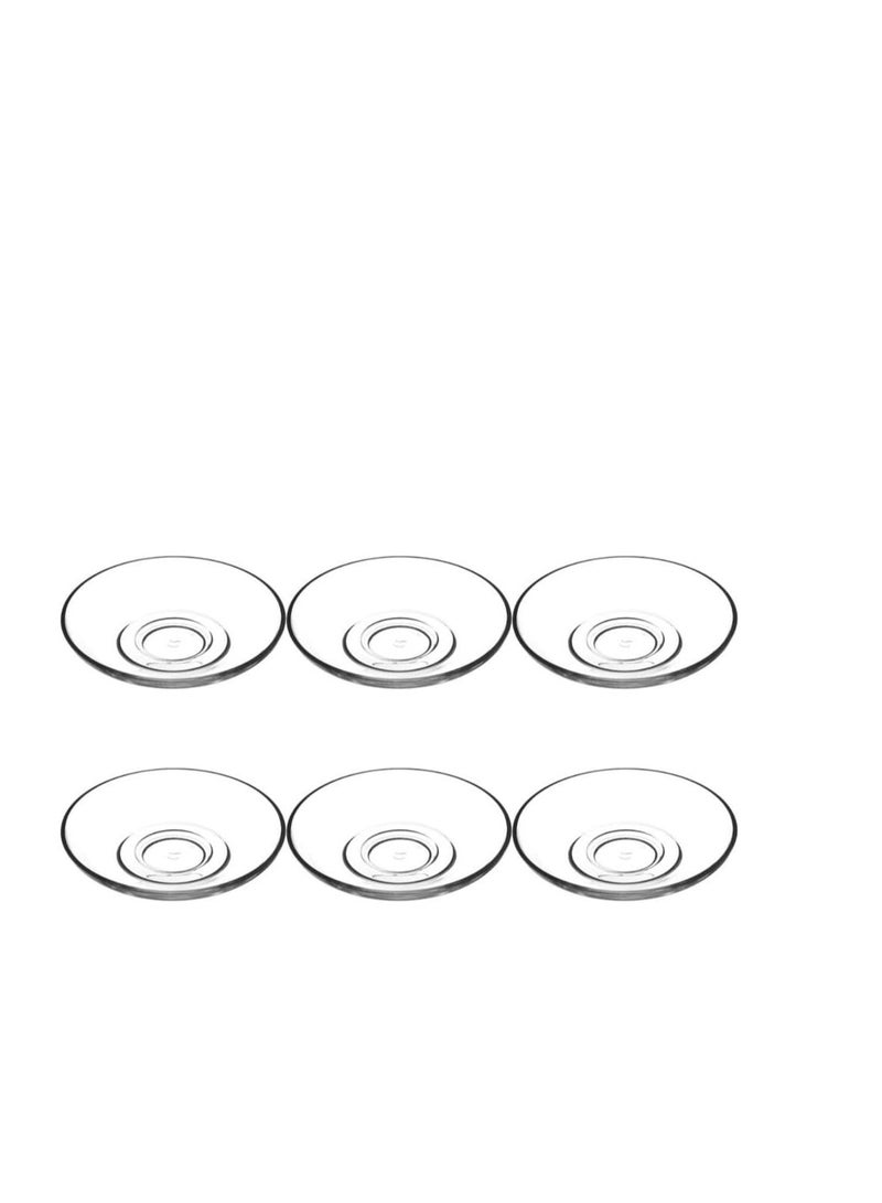 باساباتشي Pasabahce Turkish Tea Set Saucers 6 plates-Aida-(11Cm)-Turkey Origin clear 11cm - Image 1