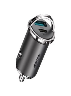 JOYROOM Joyroom Fast Car Charger USB Type C / USB 45 W 5 A Power Delivery Quick Charge 3.0 AFC SCP (C-A35) Grey  - Image 1