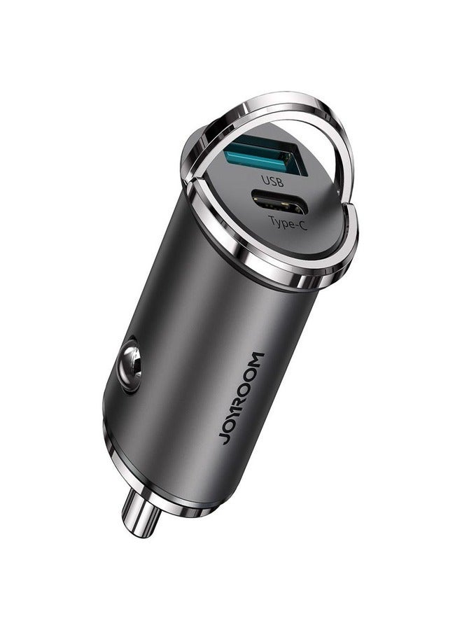 JOYROOM - Joyroom Fast Car Charger USB Type C / USB 45 W 5 A Power Delivery Quick Charge 3.0 AFC SCP (C-A35) Grey - Image 1