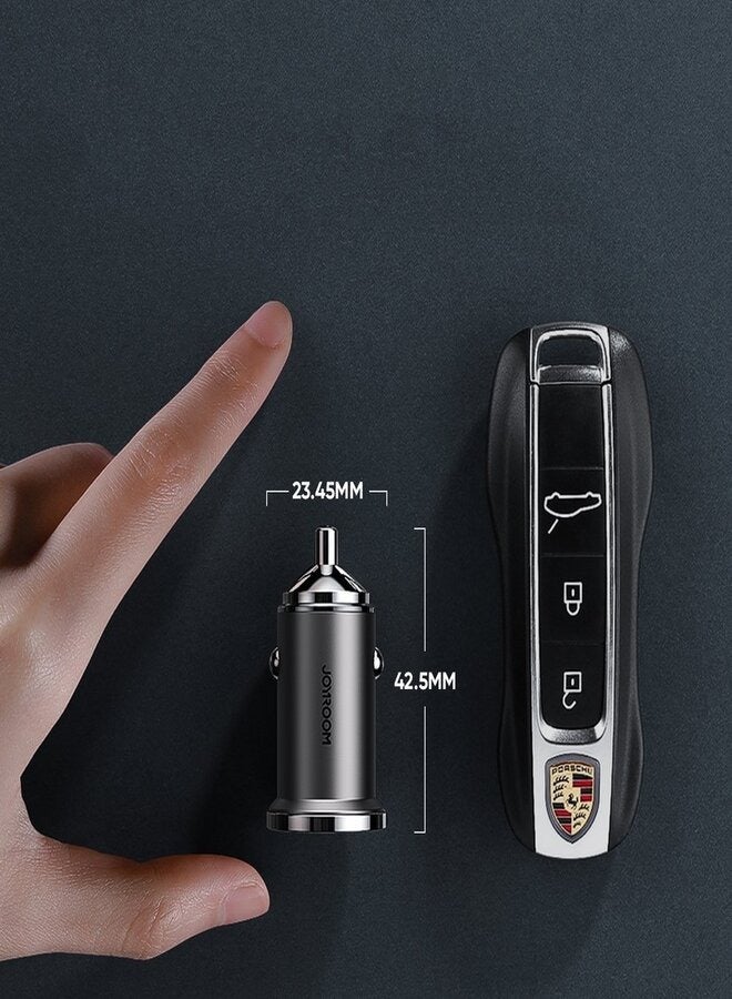 JOYROOM - Joyroom Fast Car Charger USB Type C / USB 45 W 5 A Power Delivery Quick Charge 3.0 AFC SCP (C-A35) Grey - Image 1