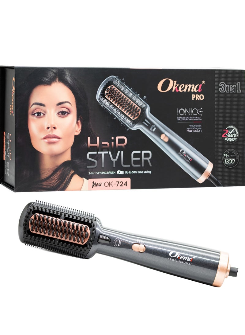 أوكيما فرشاة مجفف الشعر وفرشاة فرد الشعر 3 في 1 - Image 1