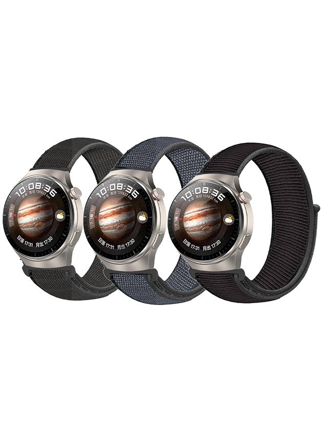 MARGOUN 3 Pack For Huawei Watch 4 Pro/Watch 4 Band 22Mm Nylon Loop Bracelet Classic Band For Men Women Multicolour8 - Image 2