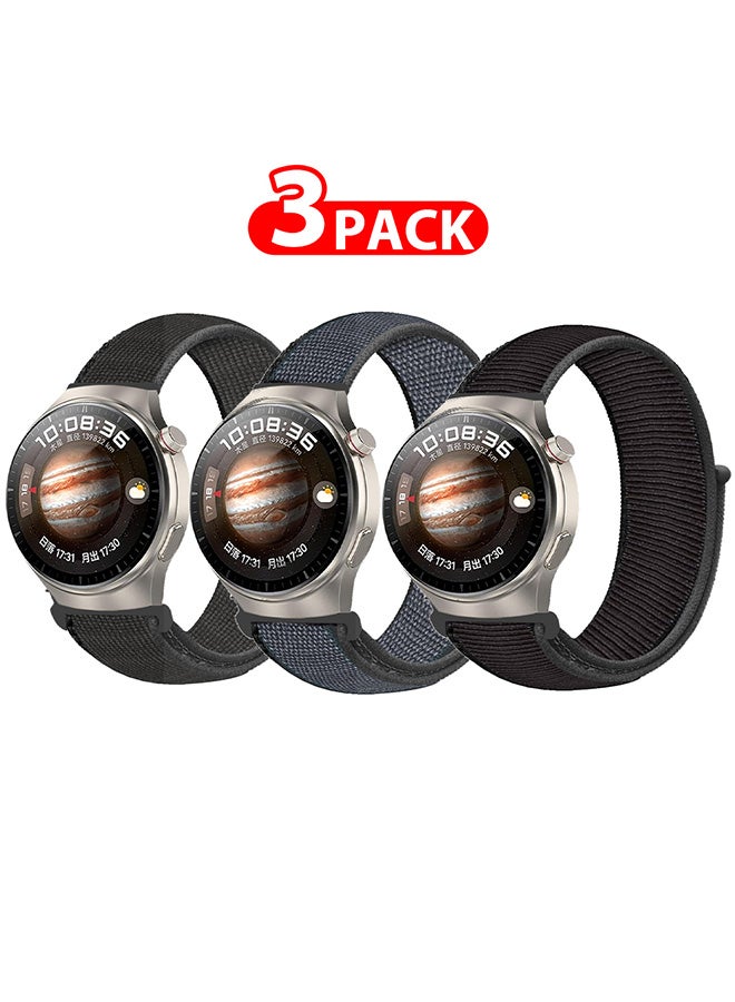 MARGOUN 3 Pack For Huawei Watch 4 Pro/Watch 4 Band 22Mm Nylon Loop Bracelet Classic Band For Men Women Multicolour8 - Image 1