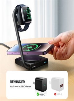 JOYROOM JOYROOM JR-WQN05 2-in-1 Magnetic Wireless Charger 15W Folding Charging Station Stand for iPhone / iWatch Black  - Image 5