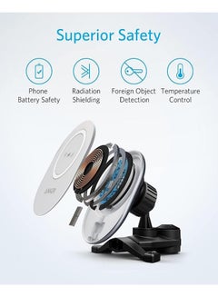 آنكر PowerWave Magnetic Car Charging Mount With 4 Ft Usb-C Cable, 7.5W For iPhone 13/13 Pro/ 13 Pro Max / 13 Mini/ iPhone 12/12 Pro / 12 Mini Black  - Image 5