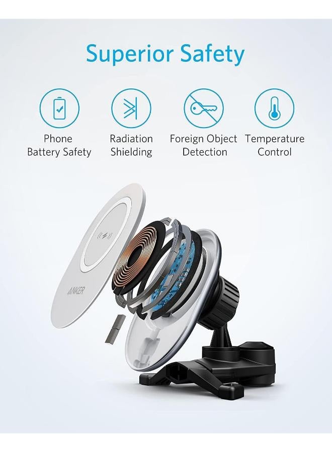 Anker PowerWave Magnetic Car Charging Mount With 4 Ft Usb-C Cable, 7.5W For iPhone 13/13 Pro/ 13 Pro Max / 13 Mini/ iPhone 12/12 Pro / 12 Mini Black  - Image 5