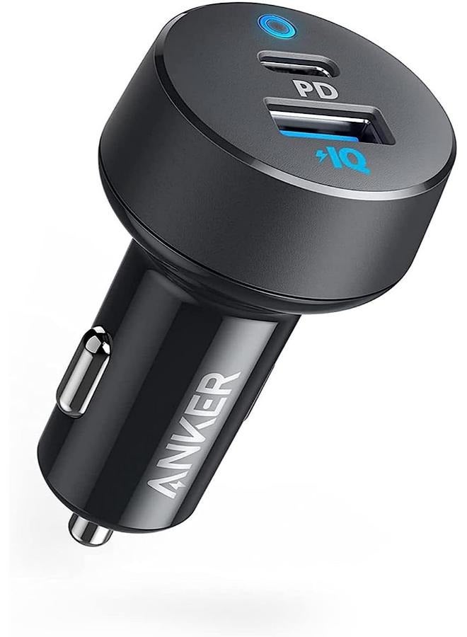 Anker USB C Car Charger, 32W 2-Port Type C Compact Car Charger With 20W Power Delivery And 12W PowerIQ, 521 Car Charger (32W) With LED For iPhone 14 13 12 11 Pro Max, Pixel 3 2 XL, iPad Pro, And More Black  - Image 1