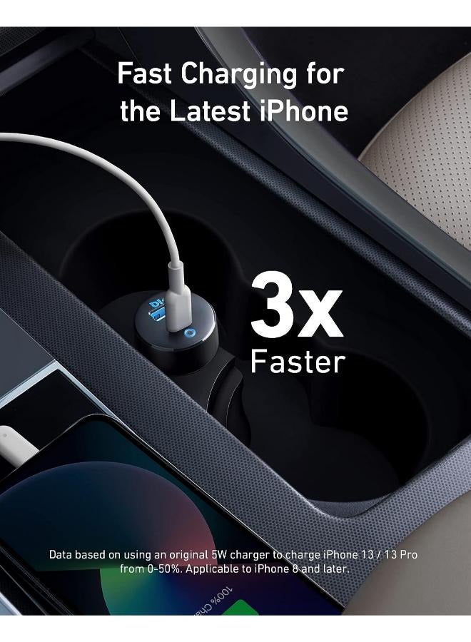 Anker USB C Car Charger, 32W 2-Port Type C Compact Car Charger With 20W Power Delivery And 12W PowerIQ, 521 Car Charger (32W) With LED For iPhone 14 13 12 11 Pro Max, Pixel 3 2 XL, iPad Pro, And More Black  - Image 2