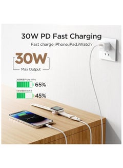JOYROOM JOYROOM S-IW012 2-in-1 IP Watch Magnetic Charger+30W Fast Charging Cable (USB-C) 1.5m- White  - Image 2