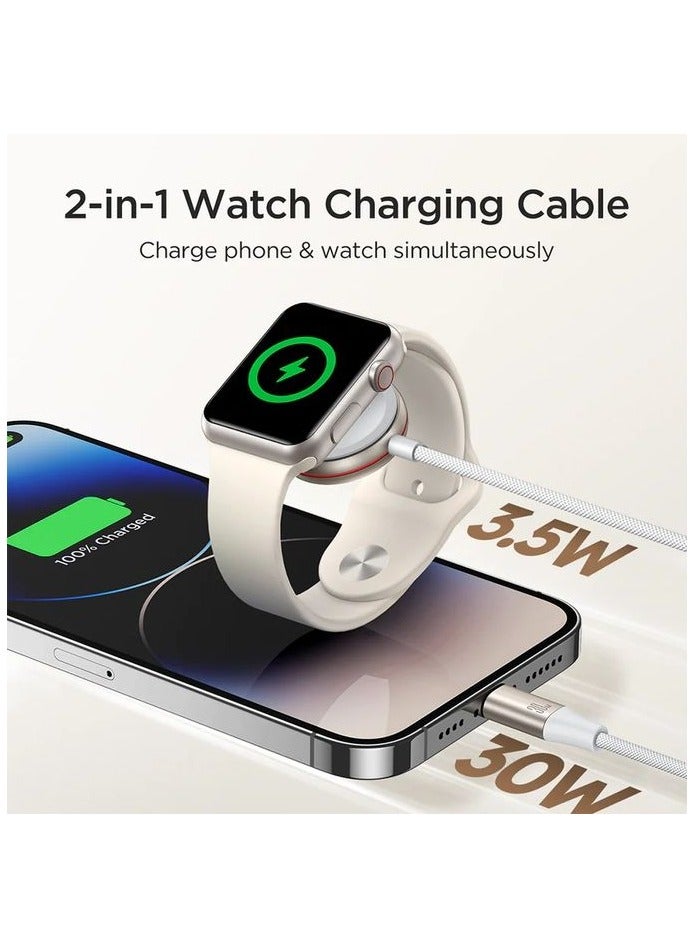JOYROOM JOYROOM S-IW012 2-in-1 IP Watch Magnetic Charger+30W Fast Charging Cable (USB-C) 1.5m- White  - Image 3