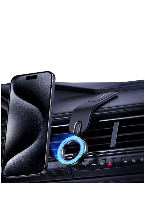 PrimeTrip Series C02 Go Rotatable Magnetic Phone Holder For Car, MagSafe Dash Mount Compatible With iPhone 15 Pro Max, 15 Pro, 15 Plus Tesla Bendable Memory Titanium Alloy For All Dashboard, Windshield And More Black