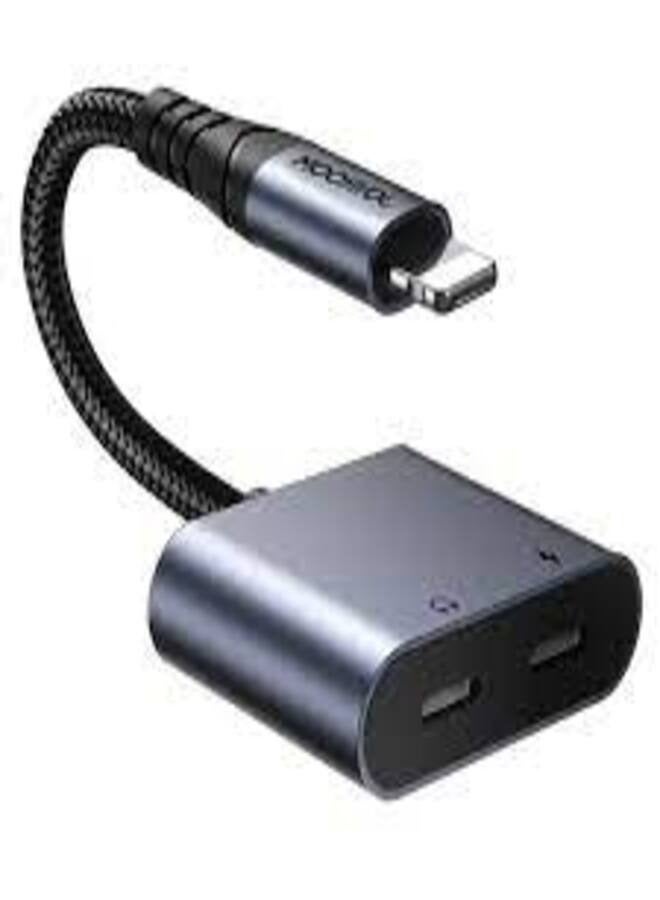 JOYROOM - SY-L02 Audio-Transfer Series 2-in-1 Audio Adapter (Lightning to Dual Lightning)-Black Black - Image 1