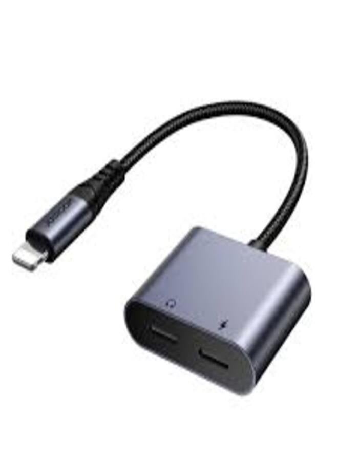 JOYROOM - SY-L02 Audio-Transfer Series 2-in-1 Audio Adapter (Lightning to Dual Lightning)-Black Black - Image 1
