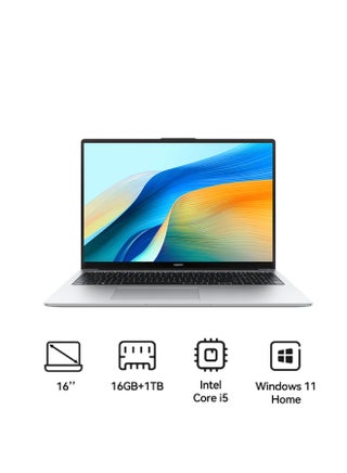 لابتوب ميت بوك 16 بشاشة عرض كاملة مريحة للعين مقاس 16 بوصة، ومعالج كور i5-13420H/ذاكرة وصول عشوائي رام 16 جيجابايت/محرك أقراص إس إس دي سعة 1 تيرابايت/نظام تشغيل ويندوز 11 هوم/بطاقة رسومات انتل ايريس اكس اي مع هيكل خفيف ومعدني ولوحة مفاتيح رقمية رشيقة الإنجليزية/العربية فضي - pnsku/N70027395V/45/_/1724760990/ea465ad2-b2ab-4224-a2e8-eb6d26e26914