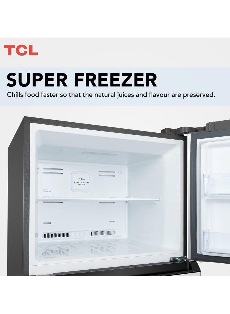TCL Double Door Top Mount Refrigerator No Frost Fridge And Freezer With Led Display And Touch Control Interior Led Light And Large Crisper Drawer With Humidity Control P550TMN Silver - Image 5