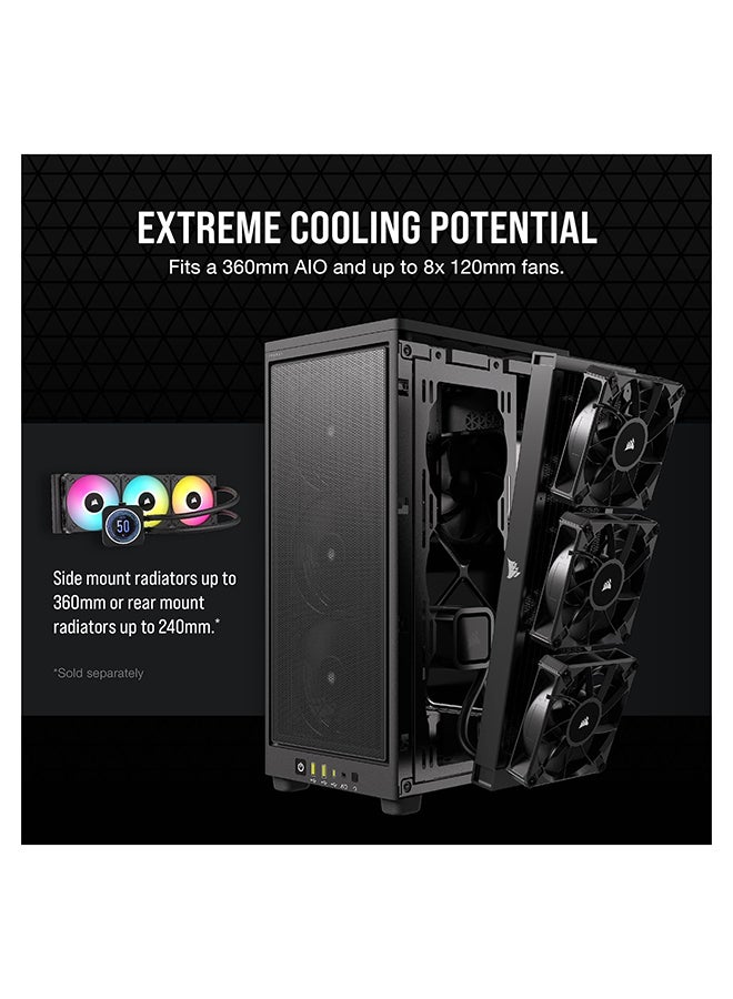CORSAIR - 2000D Airflow Mini-ITX PC Case - Mini-ITX Form-Factor - Steel Mesh Panels - Three-Slot GPU Support - Cooling-Optimized Interior - Modern Front Panel I/O Black - Image 1