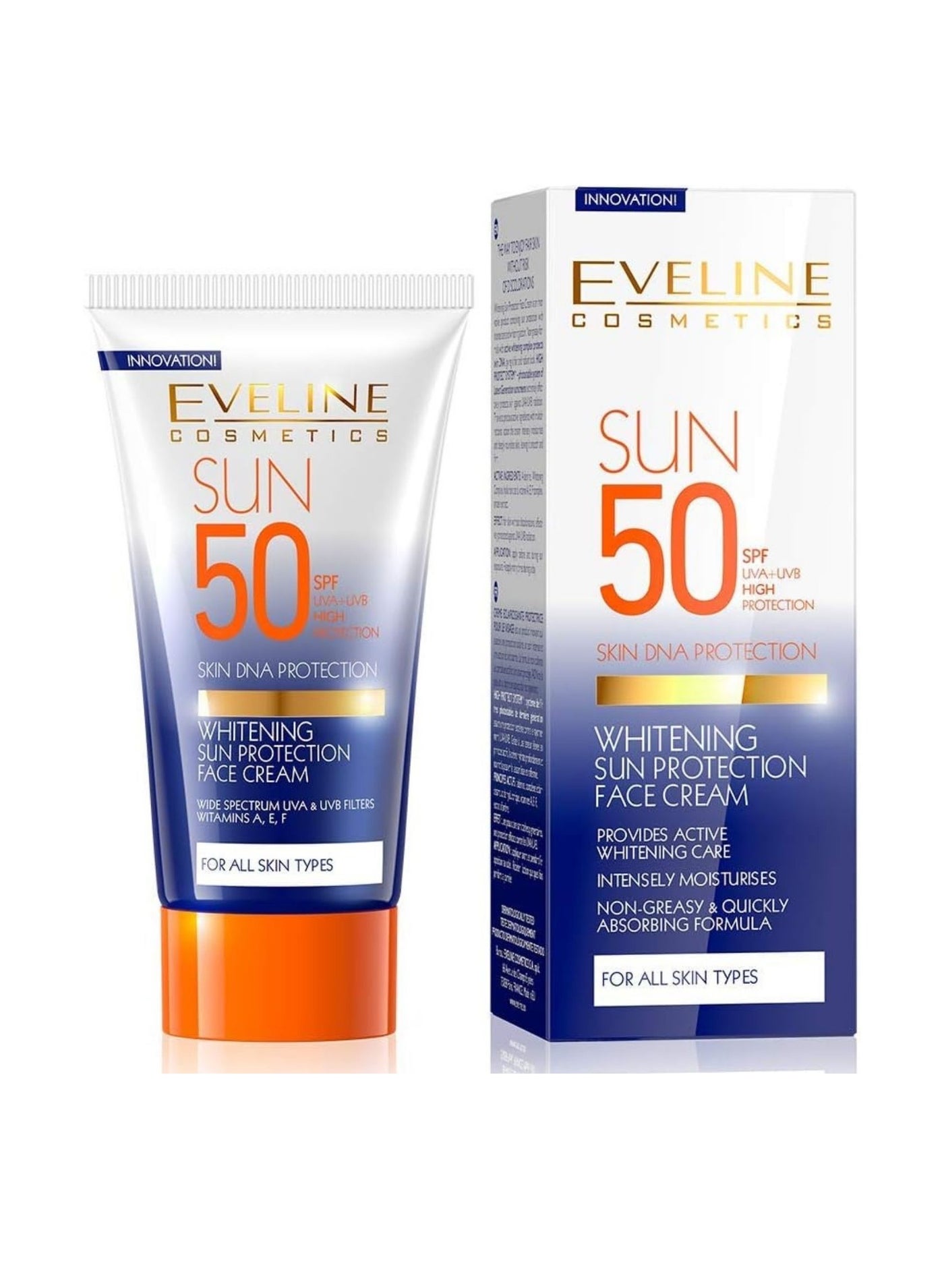 Whitening Sun Protection 50 SPF Face Cream Non Greasy And Quickly Absorbing Formula Uva And Uvb High Protection Intensely Moisturizer 30 mlml