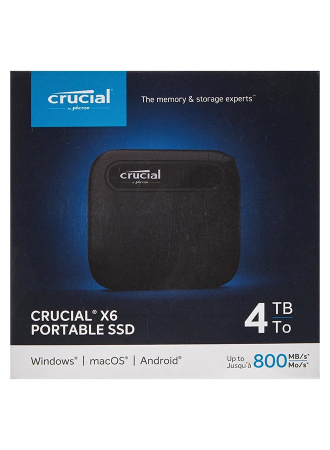 crucial - Crucial X6 Portable External SSD, 4TB Capacity, Up to 800MB/s Sequential Read, USB 3.2 Gen-2 (10Gb/s) Interface, Black | CT4000X6SSD9 4 TB - Image 1