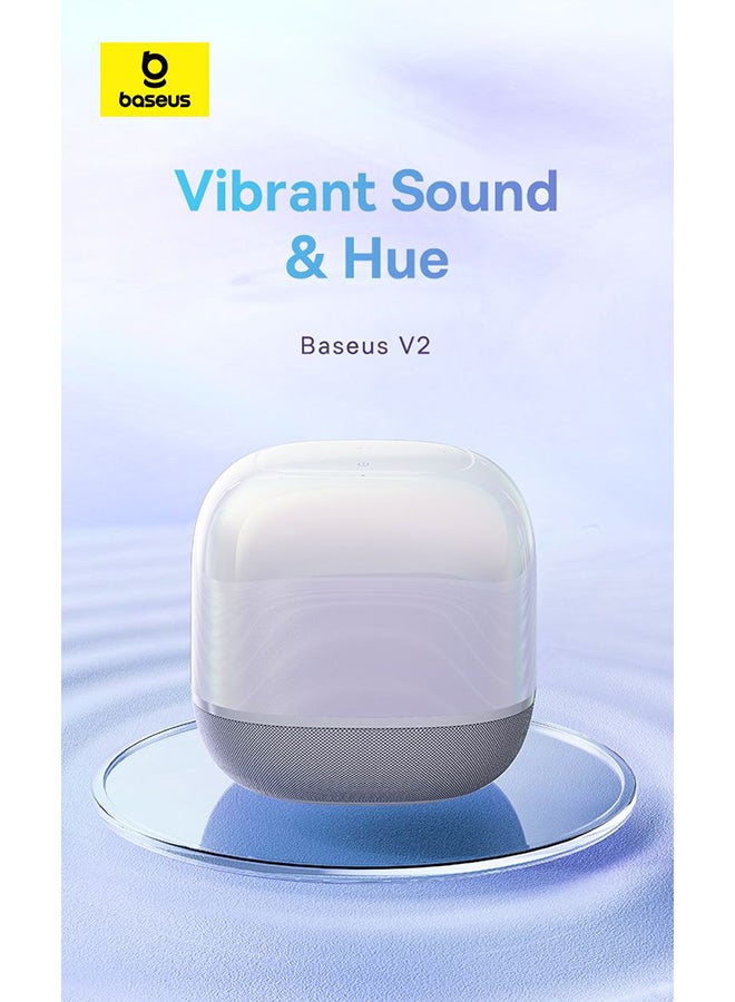 Baseus - AeQur V2 Portable Bluetooth TWS Bluetooth 5.0 Wireless 360 Degree Powerful Bass Sound 3EQ Modes Speakers White White - Image 1