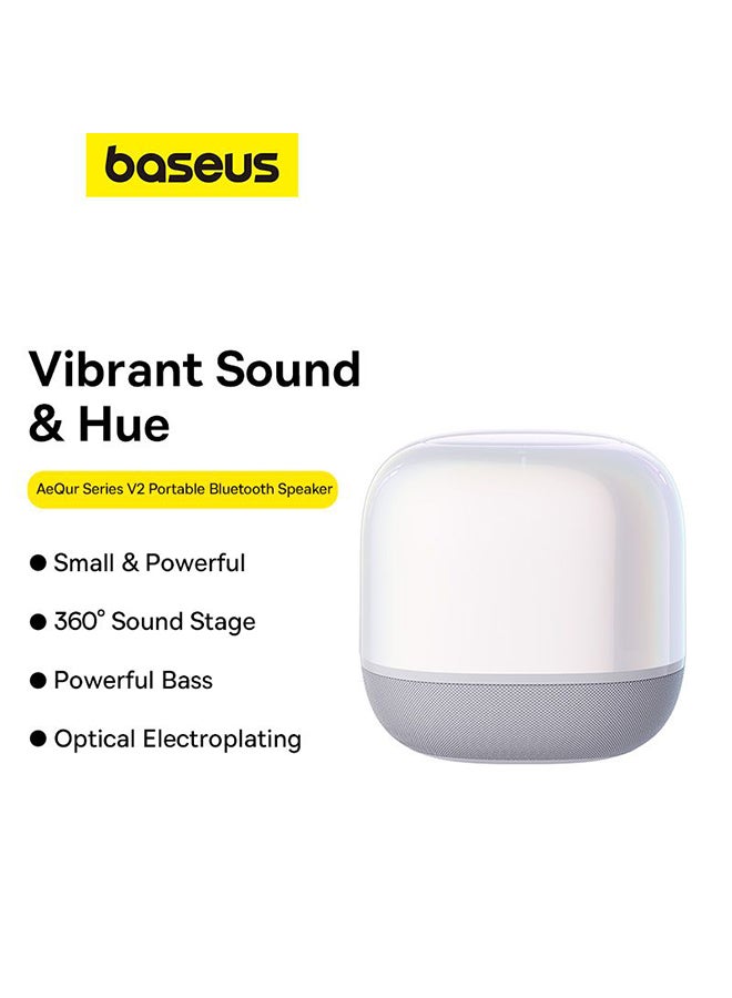 Baseus - AeQur V2 Portable Bluetooth TWS Bluetooth 5.0 Wireless 360 Degree Powerful Bass Sound 3EQ Modes Speakers White White - Image 1