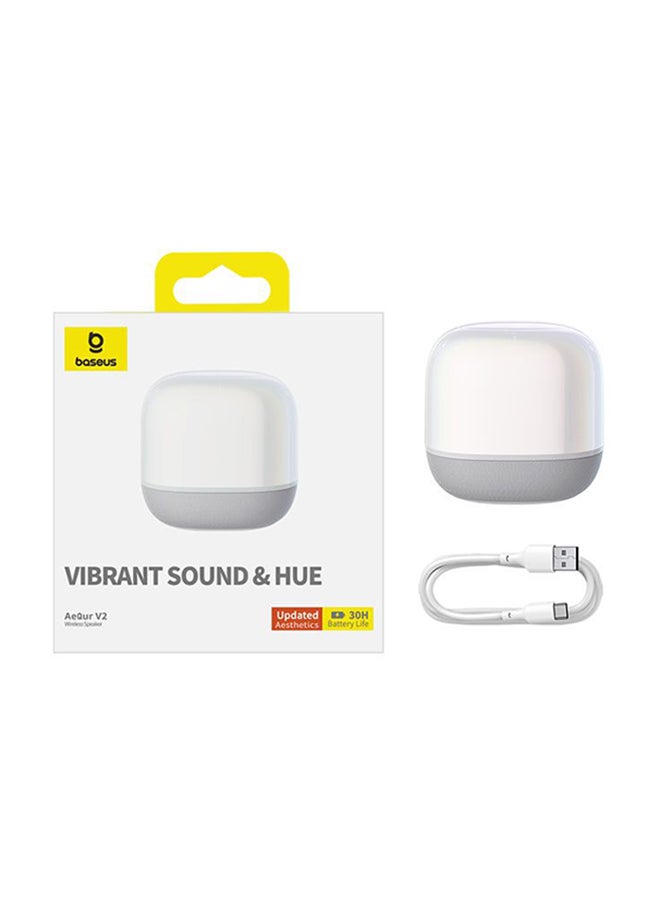 Baseus - AeQur V2 Portable Bluetooth TWS Bluetooth 5.0 Wireless 360 Degree Powerful Bass Sound 3EQ Modes Speakers White White - Image 1